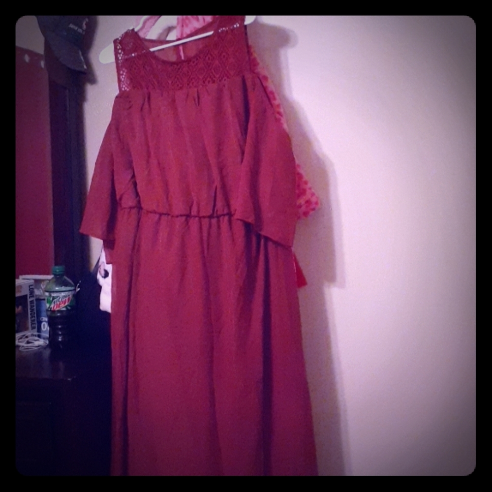 Cold Shoulder Sheer Maxi Dress 1X